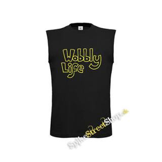 WOBBLY LIFE - Logo Yellow - čierne pánske tričko bez rukávov