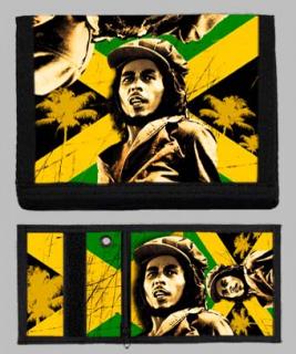 BOB MARLEY na pozadí jamajskej zástavy - peňaženka