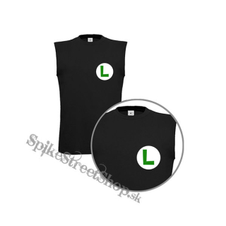 SUPER MARIO - Green Luigi Logo - čierne pánske tričko bez rukávov