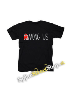 AMONG US - Red White Logo - čierne detské tričko