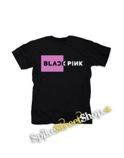 BLACKPINK - Pink Square Crest B&W - čierne detské tričko