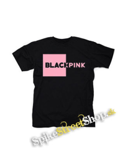 BLACKPINK - Pink Square Crest - čierne detské tričko