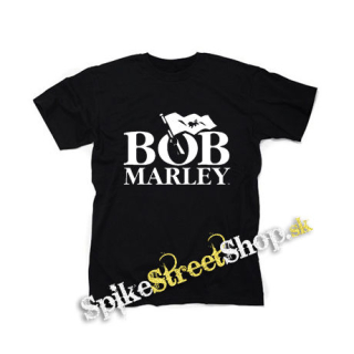 BOB MARLEY - Logo & Flag - čierne detské tričko