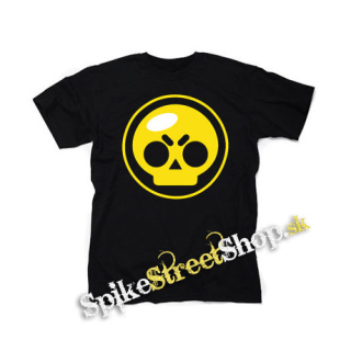 BRAWL STARS - Yellow Skull - čierne detské tričko
