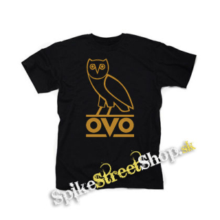 DRAKE - Gold OVO Logo - čierne detské tričko