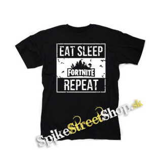 FORTNITE - Eat, Sleep, Repeat - čierne detské tričko