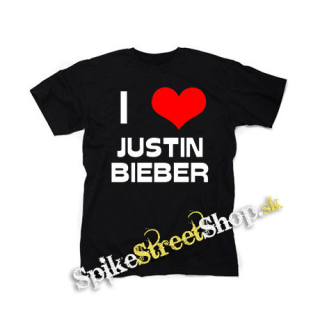 I LOVE JUSTIN BIEBER - čierne detské tričko