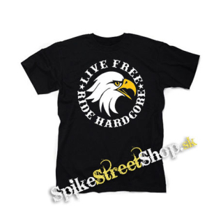 LIVE FREE RIDE HARDCORE EAGLE - čierne detské tričko