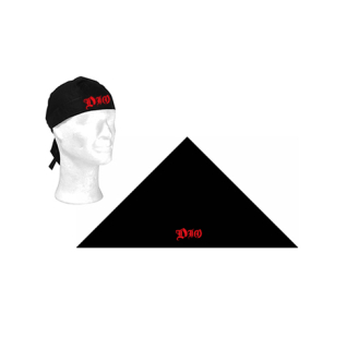 DIO - Logo Red - čierna bavlnená šatka na hlavu