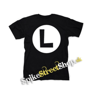 SUPER MARIO - Luigi Logo - čierne detské tričko