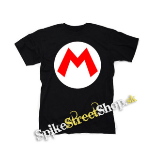 SUPER MARIO - Red Logo Crest - čierne detské tričko