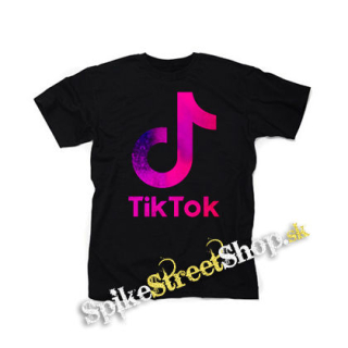 TIK TOK - Logo Rainbow - čierne detské tričko