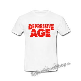 DEPRESSIVE AGE - Logo Red - biele pánske tričko