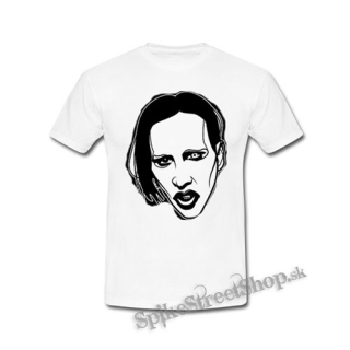 MARILYN MANSON - Art Drawing Portrait - biele detské tričko