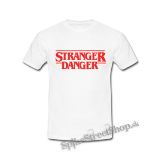 STRANGER DANGER - Red Logo - biele detské tričko