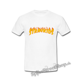 STRAY KIDS - Thrasher Logo Flame - biele detské tričko
