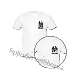 GUNS N ROSES - Red White Skull And Logo - biele pánske tričko
