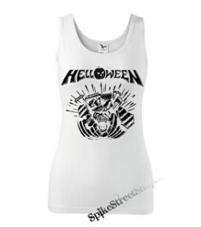 HELLOWEEN - Metal Pumpkin Head - Ladies Vest Top - biele