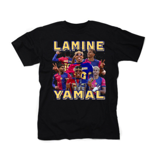 LAMINE YAMAL - Collage Poster - čierne pánske tričko