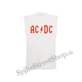 ACDC - Red Logo Vintage - biele pánske tričko bez rukávov