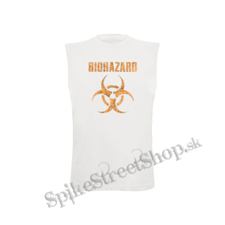 BIOHAZARD - Logo Orange - biele pánske tričko bez rukávov