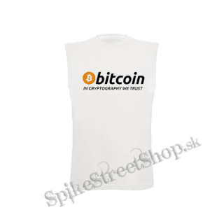 BITCOIN - In Cryptography We Trust - biele pánske tričko bez rukávov