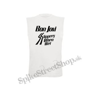 BON JOVI - Slippery When Wet - biele pánske tričko bez rukávov