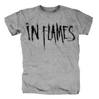 IN FLAMES - Logo - sivé pánske tričko