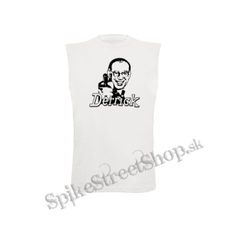 DERRICK - biele pánske tričko bez rukávov