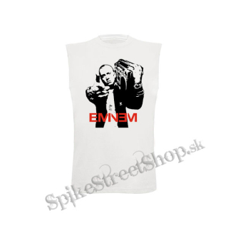 EMINEM - Logo & Portrait - biele pánske tričko bez rukávov