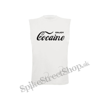 ENJOY COCAINE - biele pánske tričko bez rukávov
