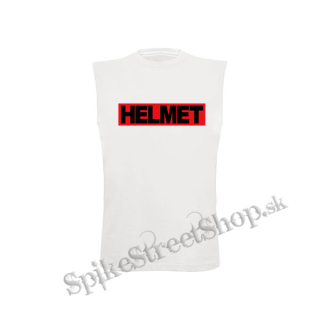 HELMET - Logo Red Black - biele pánske tričko bez rukávov