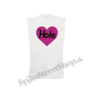 HOLE - Pink Logo Heart - biele pánske tričko bez rukávov