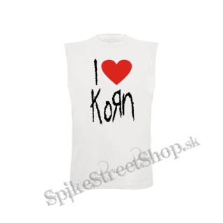 I LOVE KORN - biele pánske tričko bez rukávov