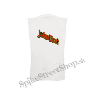 JUDAS PRIEST - Orange Yellow Classic Logo - biele pánske tričko bez rukávov