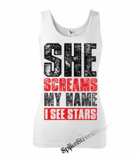 I SEE STARS - She Screams My Name - Ladies Vest Top - biele