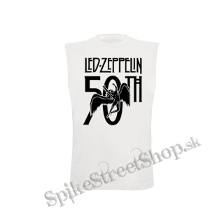 LED ZEPPELIN - Anniversary 50th - biele pánske tričko bez rukávov