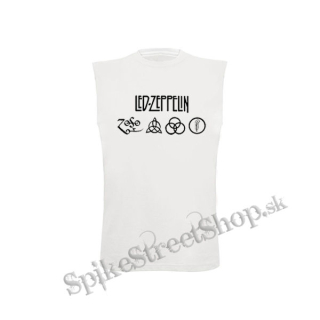LED ZEPPELIN - Logo - biele pánske tričko bez rukávov