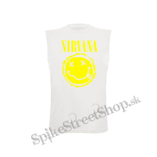 NIRVANA - Grunge Smile - biele pánske tričko bez rukávov