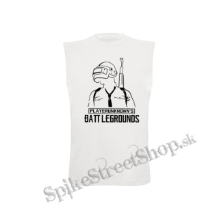 PUBG - Crest - biele pánske tričko bez rukávov