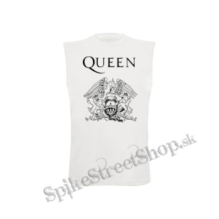 QUEEN - Logo - biele pánske tričko bez rukávov