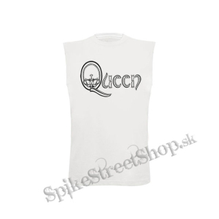 QUEEN - Logo Simple - biele pánske tričko bez rukávov