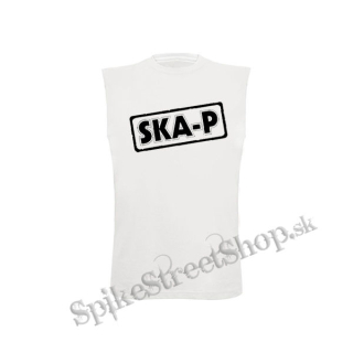 SKA-P - Logo Black - biele pánske tričko bez rukávov