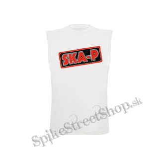 SKA-P - Logo Red Black - biele pánske tričko bez rukávov