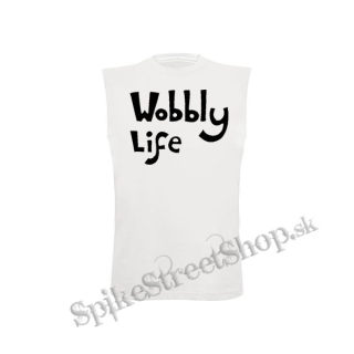 WOBBLY LIFE - Logo Black - biele pánske tričko bez rukávov