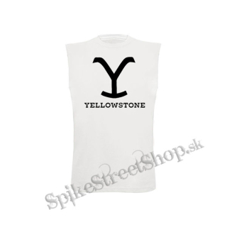 YELLOWSTONE - Logo - biele pánske tričko bez rukávov