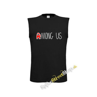 AMONG US - Red White Logo - čierne detské tričko bez rukávov
