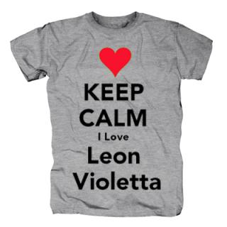 KEEP CALM I LOVE LEON VIOLETTA - sivé pánske tričko