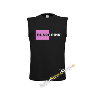BLACKPINK - Pink Square Crest B&W - čierne detské tričko bez rukávov