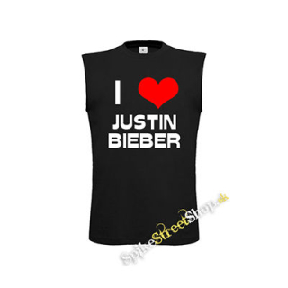 I LOVE JUSTIN BIEBER - čierne detské tričko bez rukávov